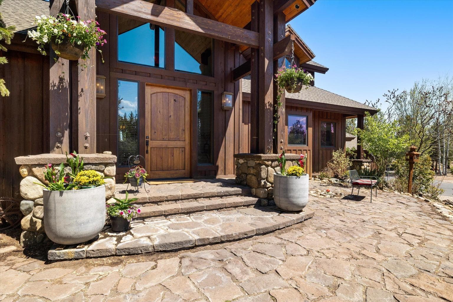 Beautiful stone paver walkway.