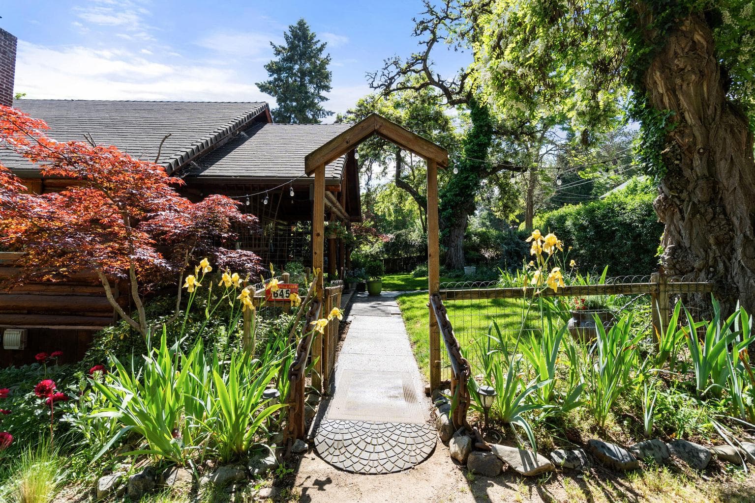 Enter through the front gate