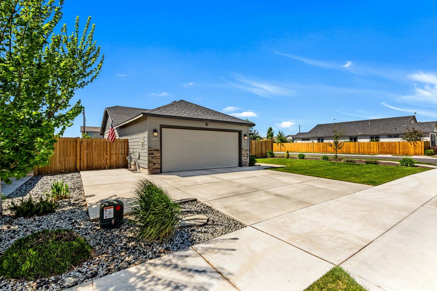 Extra wide driveway area
