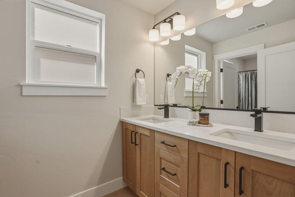 with two vanity sinks