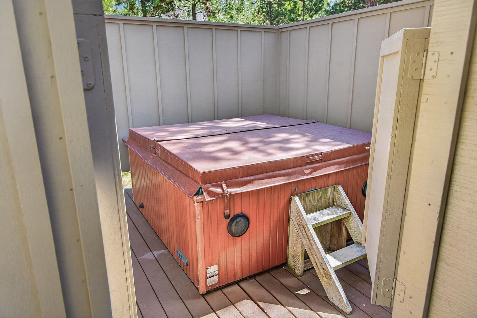 Enclosed hot tub on back deck