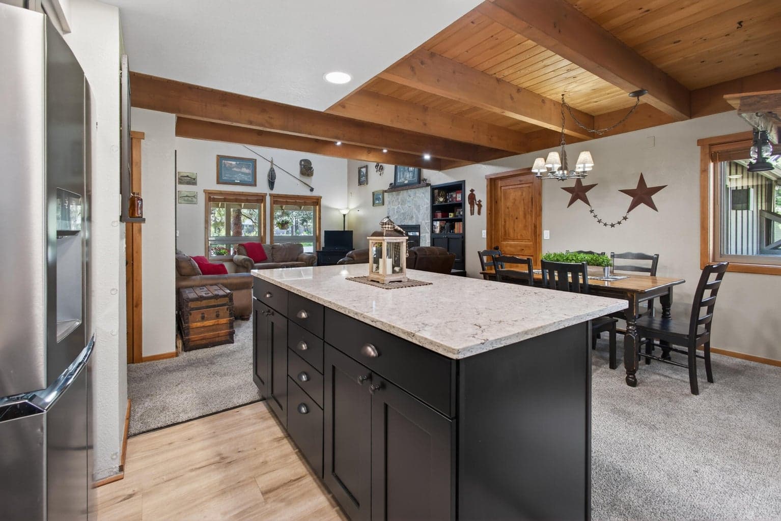 Kitchen, dining, living room
