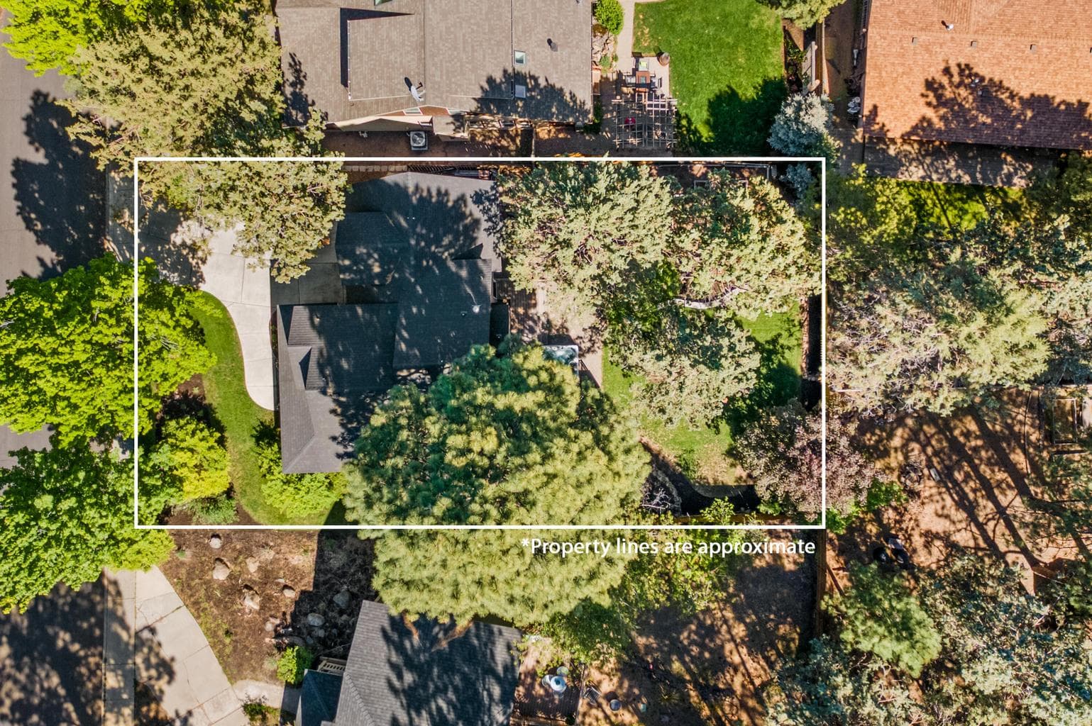 Situated on a charming, quiet street and surrounded by mature trees and foliage.