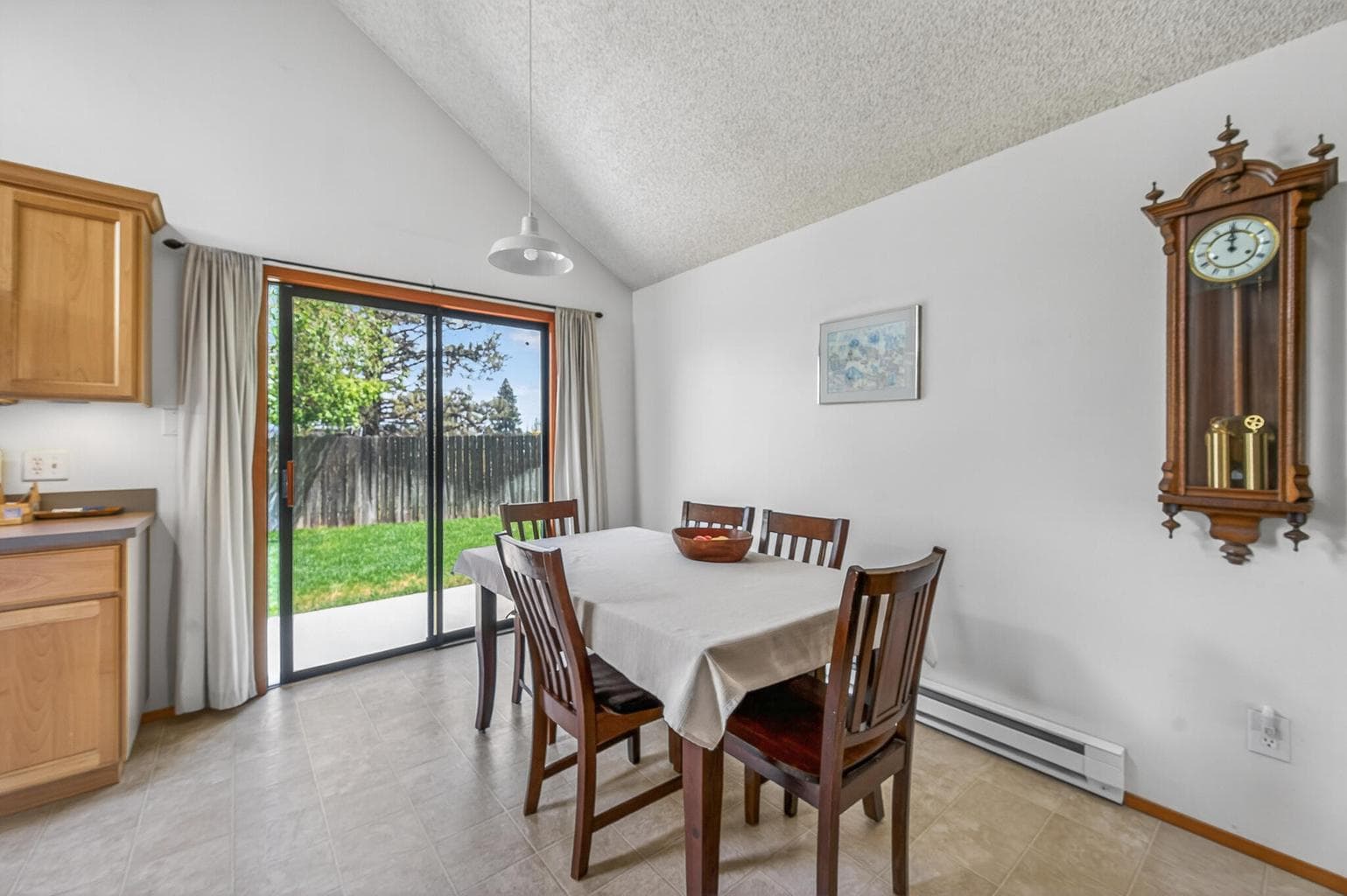 Dining area with access to the huge fenced back yard