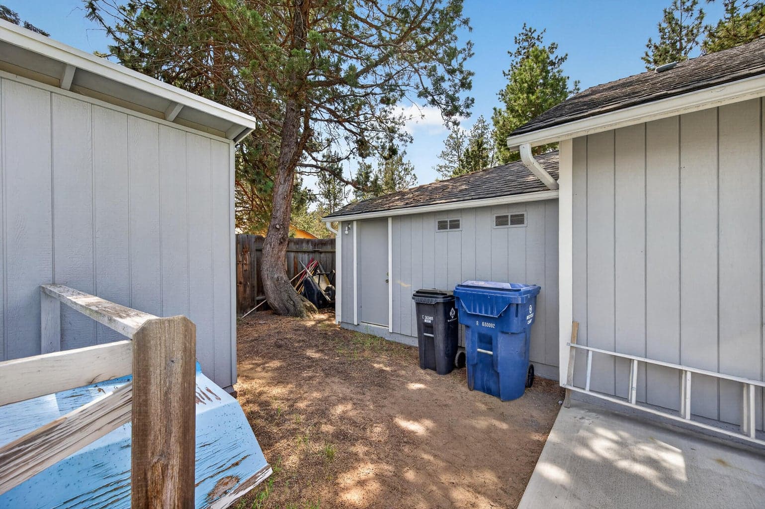 Shed behind the garage