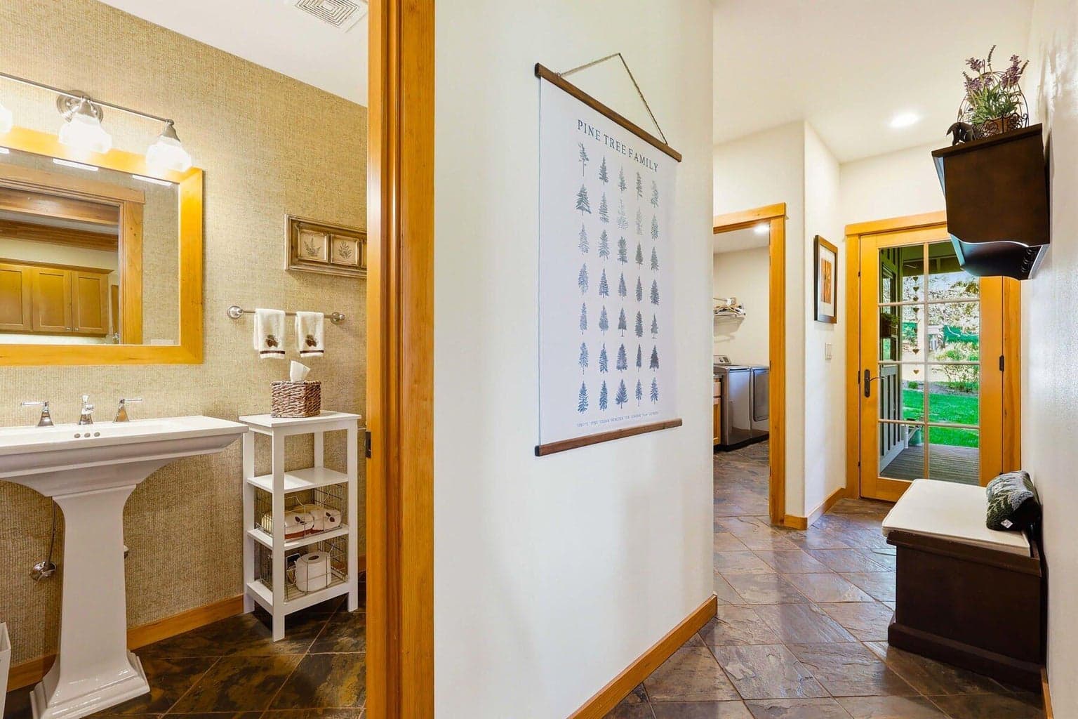 Hallway and mud area to laundry room