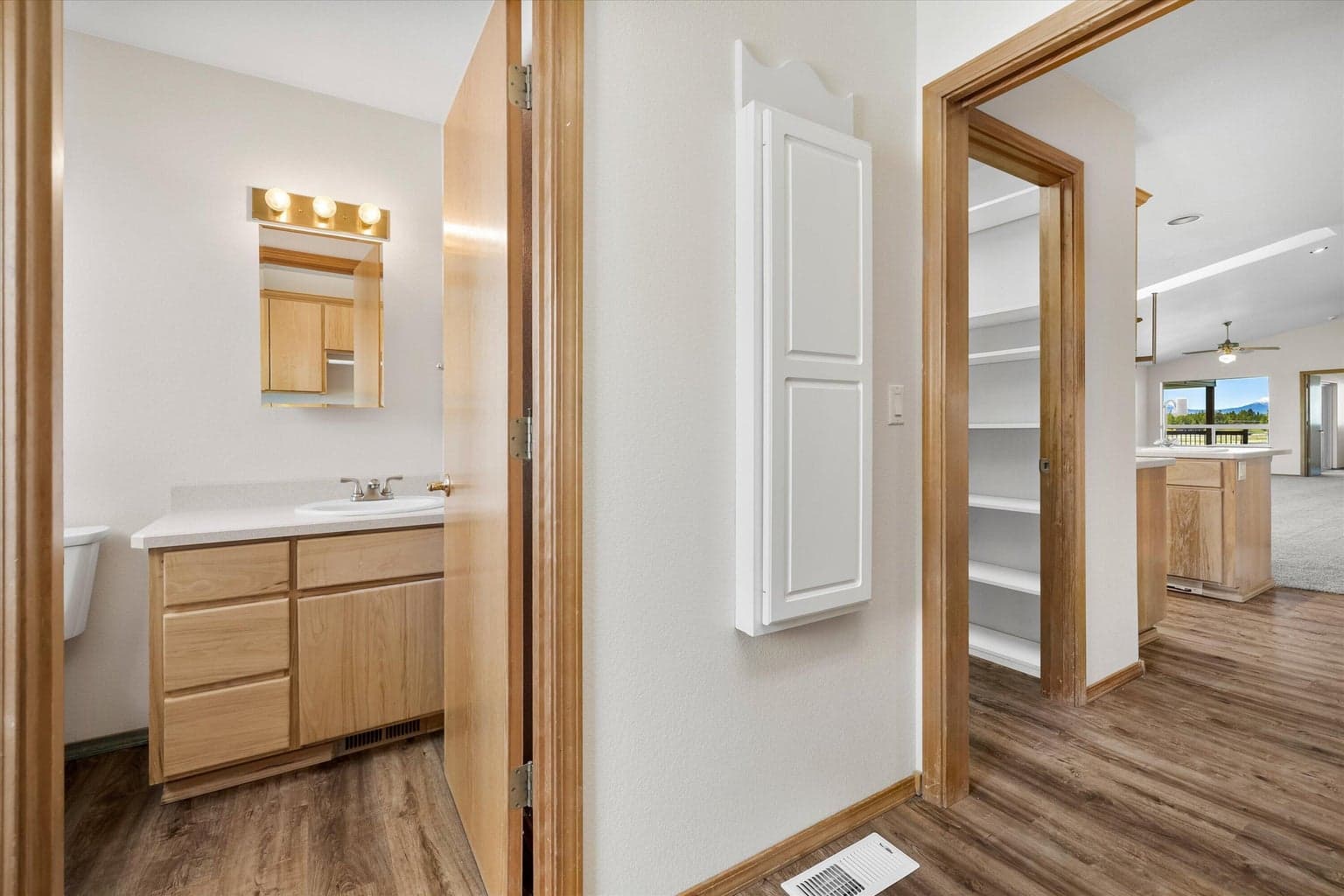 large pantry and half bath off kitchen