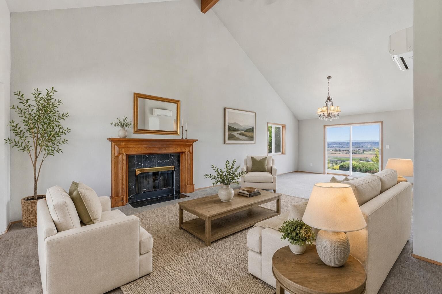 Great room virtually staged