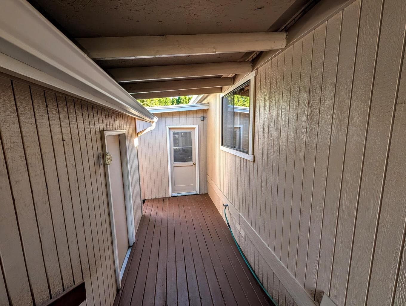 Garage entrance and storage room