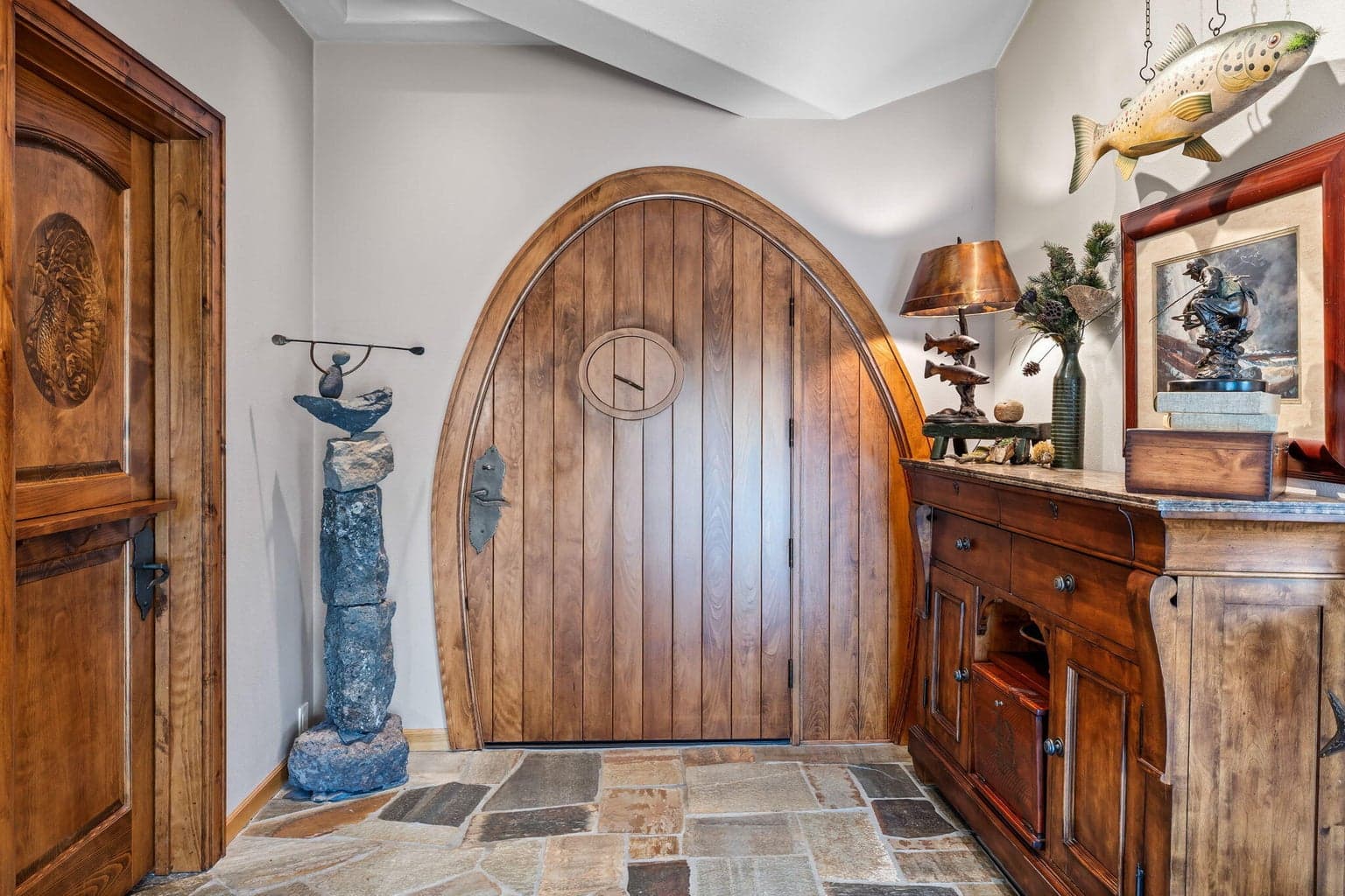 Front Entry - Stone Floor and Custom Door