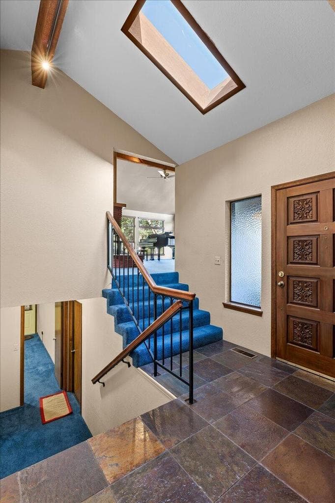 Dramatic front entrance, with skylight