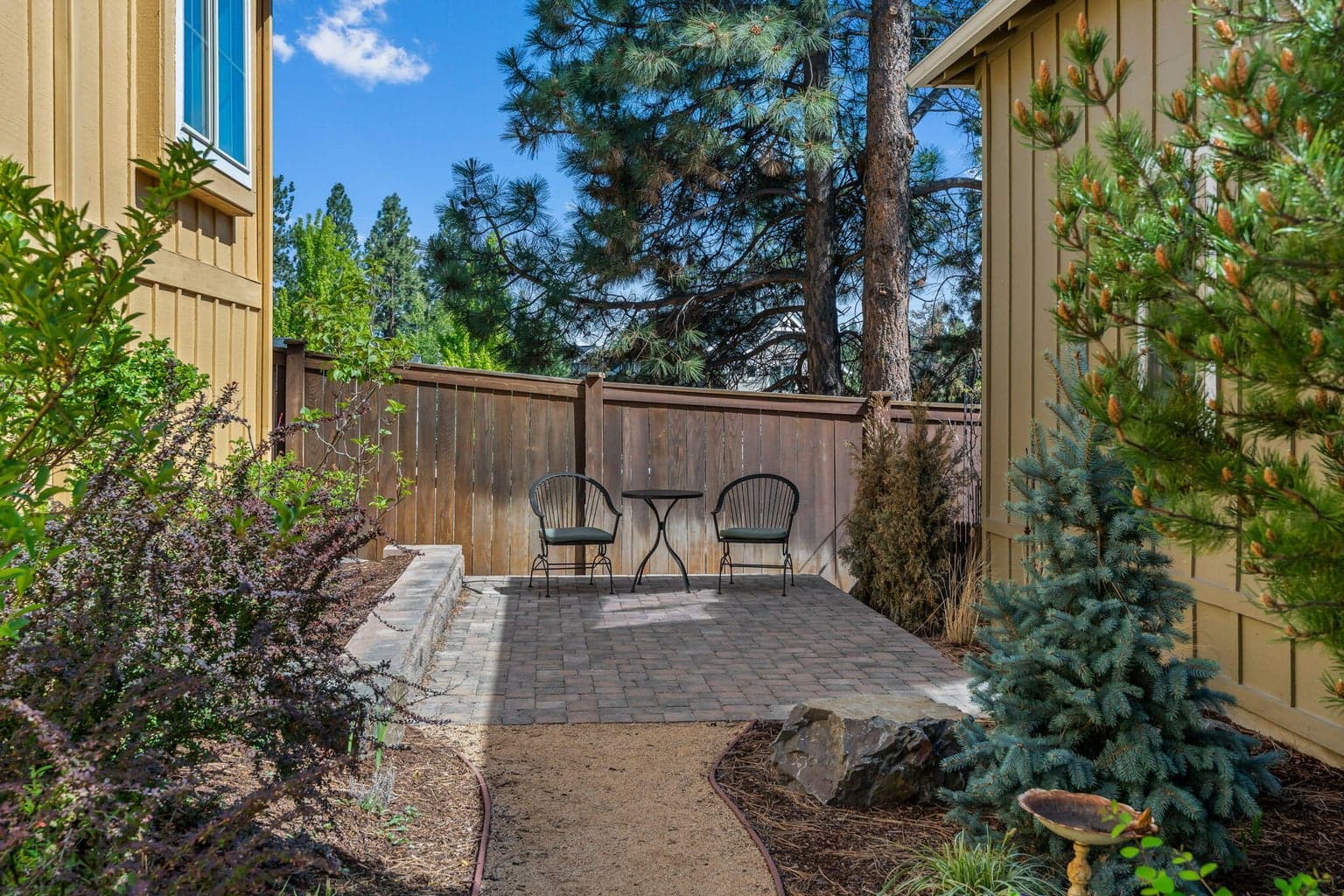 Side patio perfect for morning coffee or tea