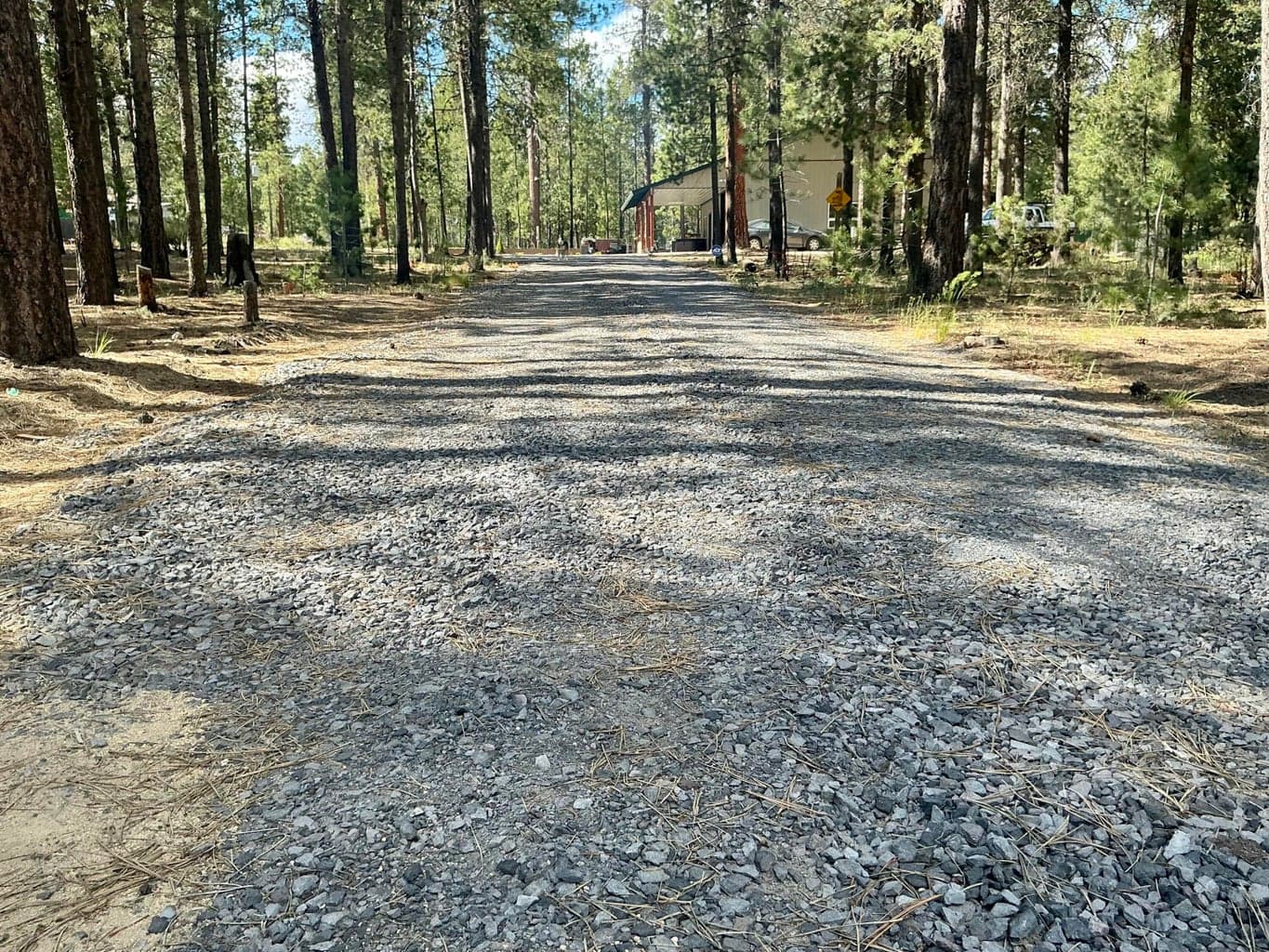 Long gravel driveway