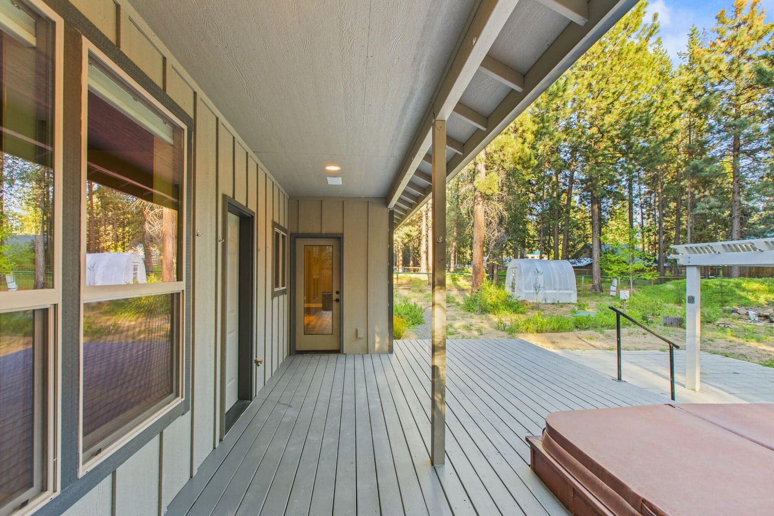 Covered deck designed for year-round enjoyment.