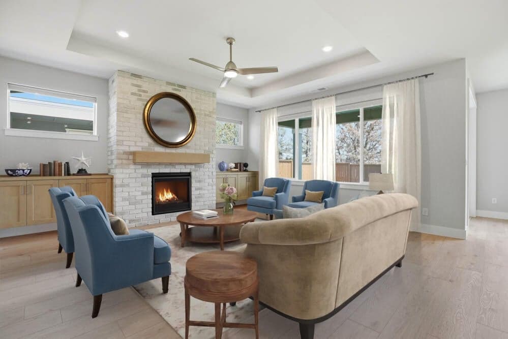 Subject property photo - virtual staging of greatroom