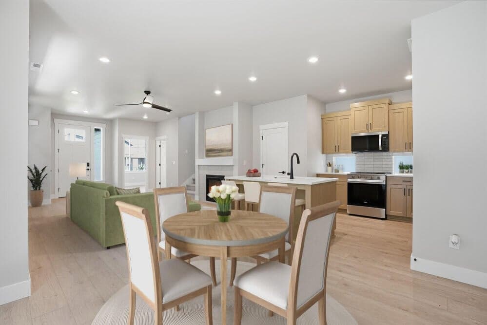 Subject property - virtual staging of dining to kitchen areas