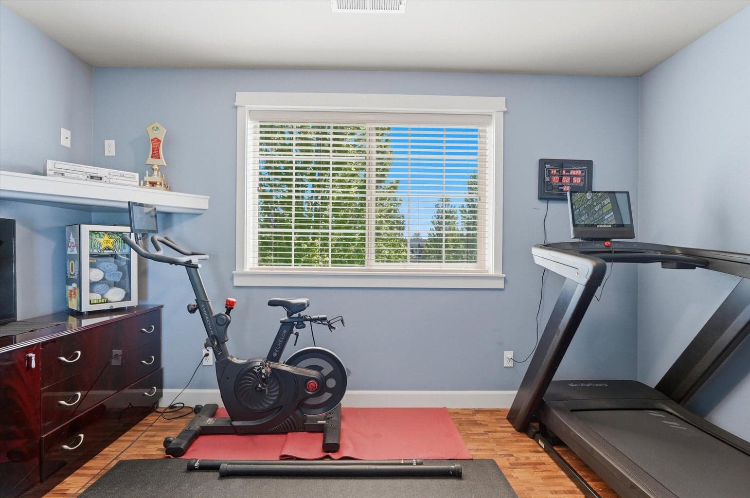 Attached Flex space currently used as a workout space, could be a nursery or office space, or extended closet space