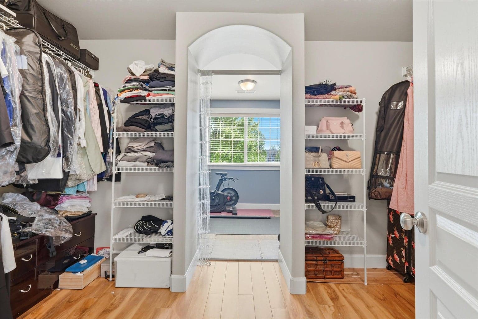Large walkthrough closet into flex space
