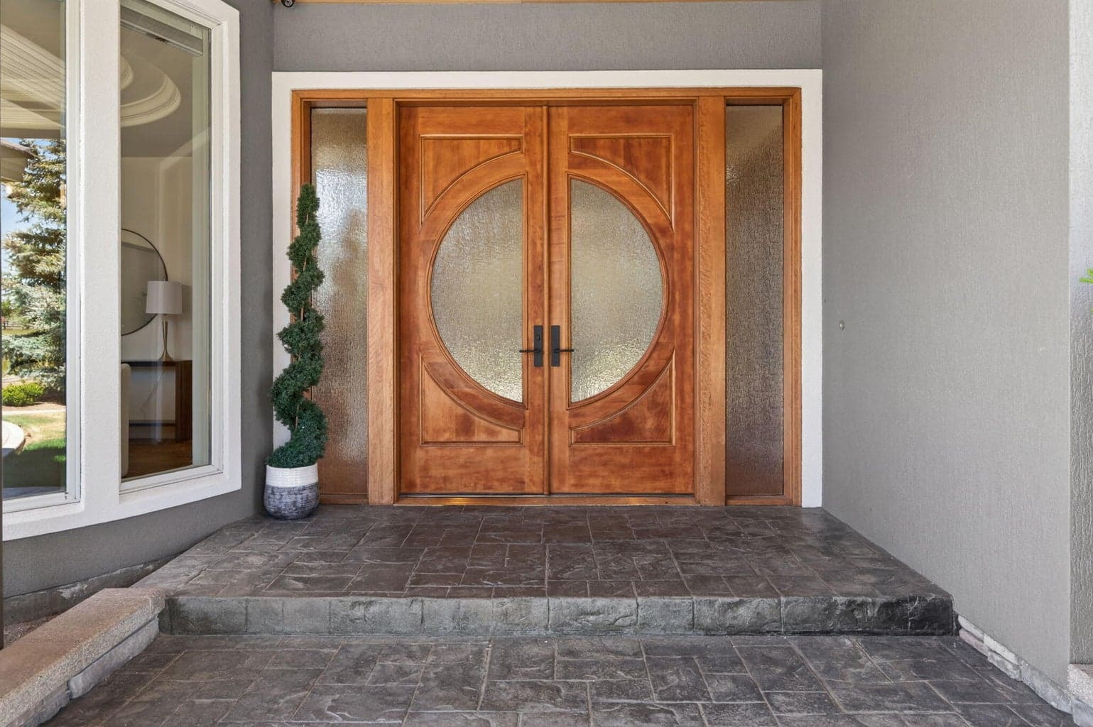 Freshly painted home interior and exterior with stained front door and new glass!