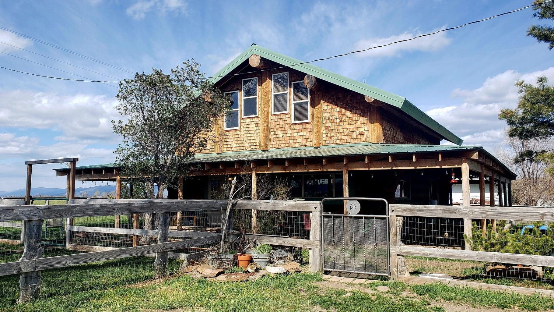 West side of custom log cabin