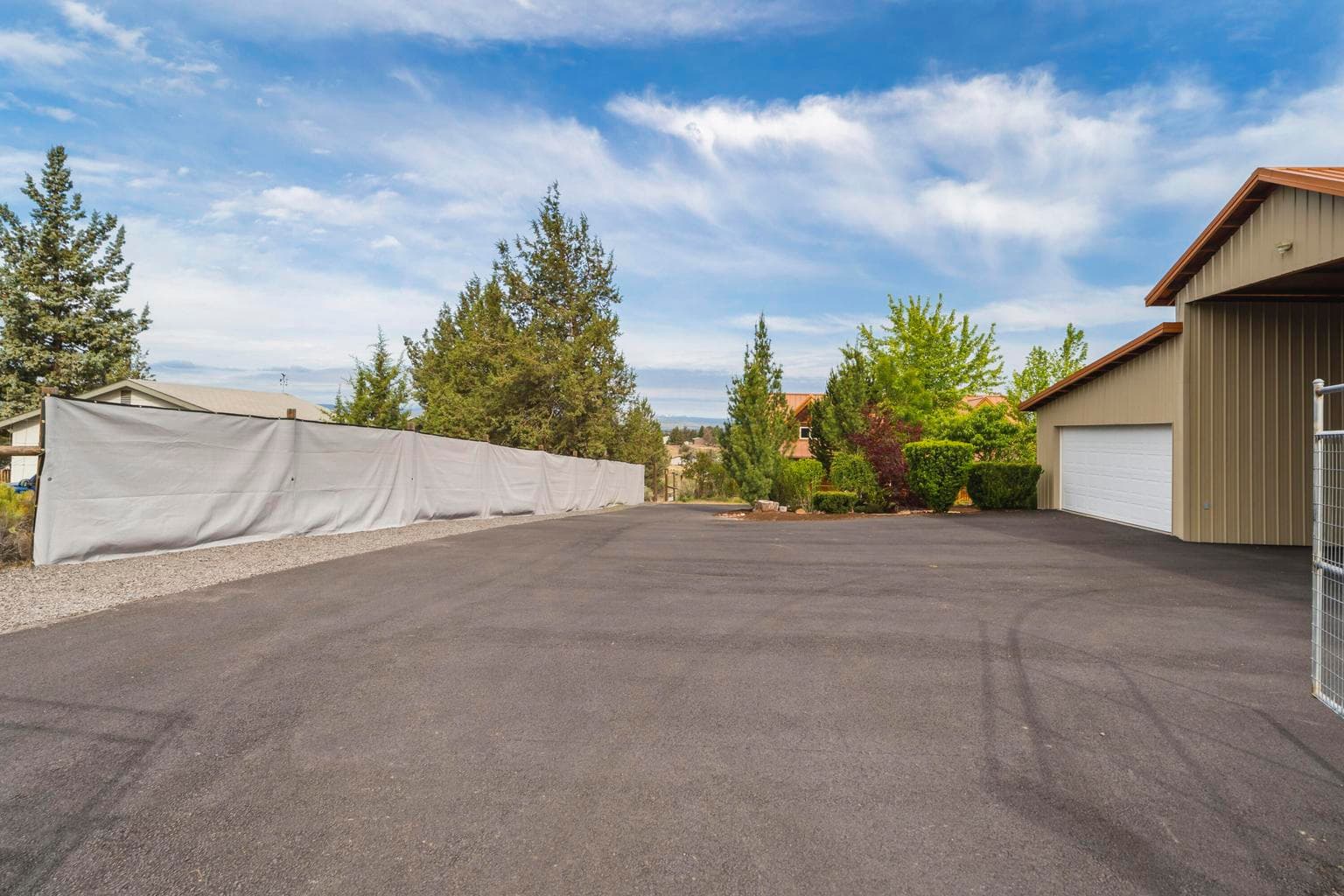 All paved circular driveway
