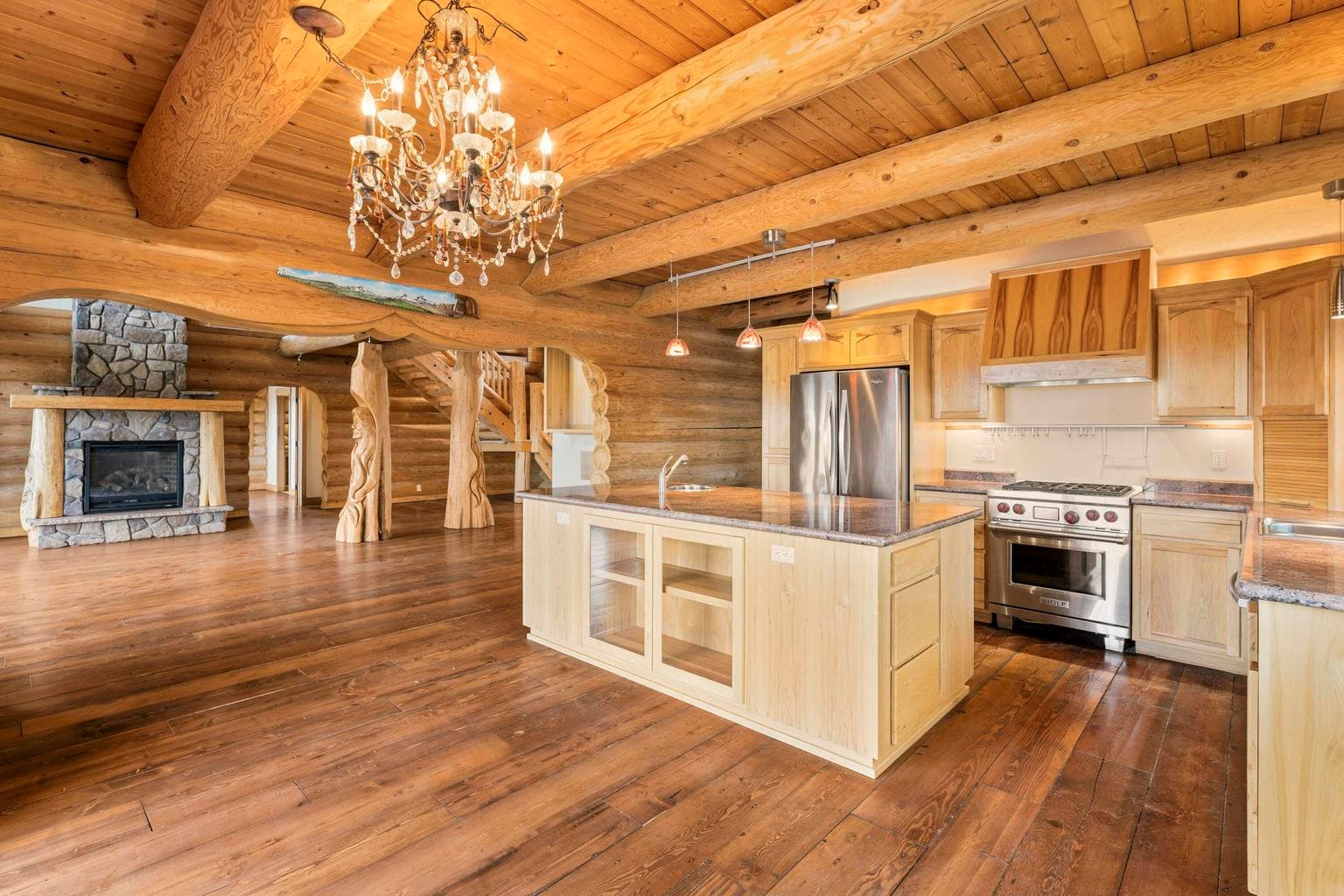 Dining area with double french doors to the deck