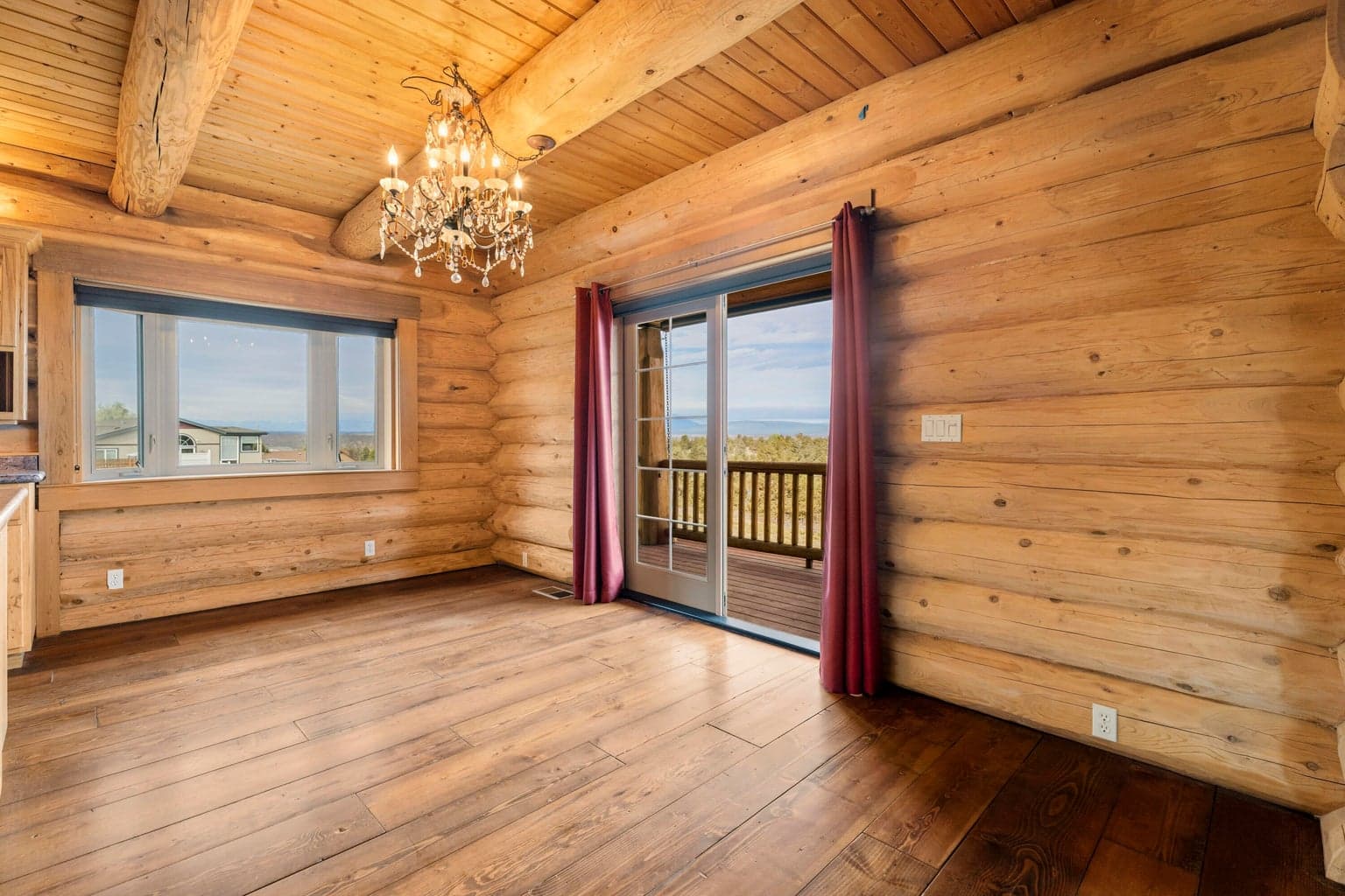 Dining area with french doors to the deck
