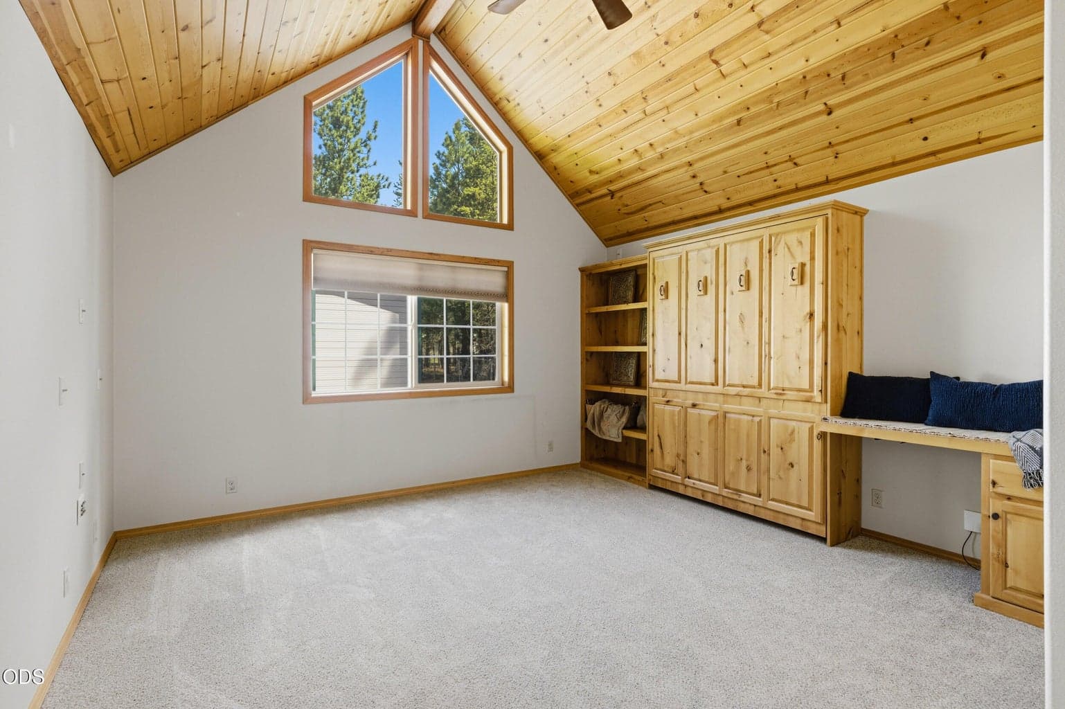 Den with Vaulted Ceilings, Murphy Bed and Desk Area