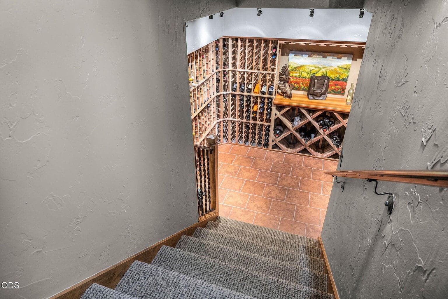 Easy access with 4’ wide stairway to Wine storage