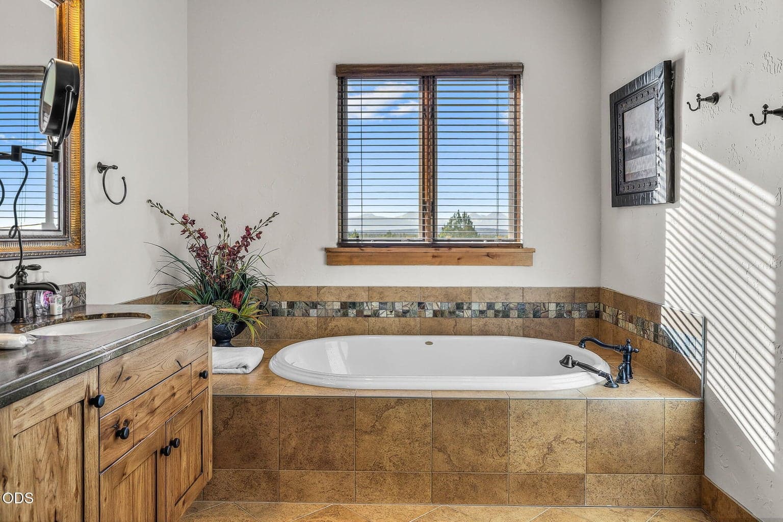 View the mountains from your private soaking tub