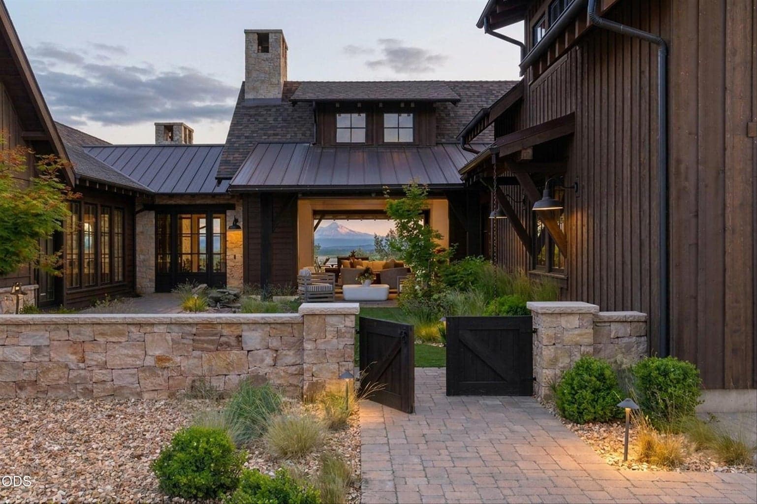 Gated entrance into the u-shaped home.