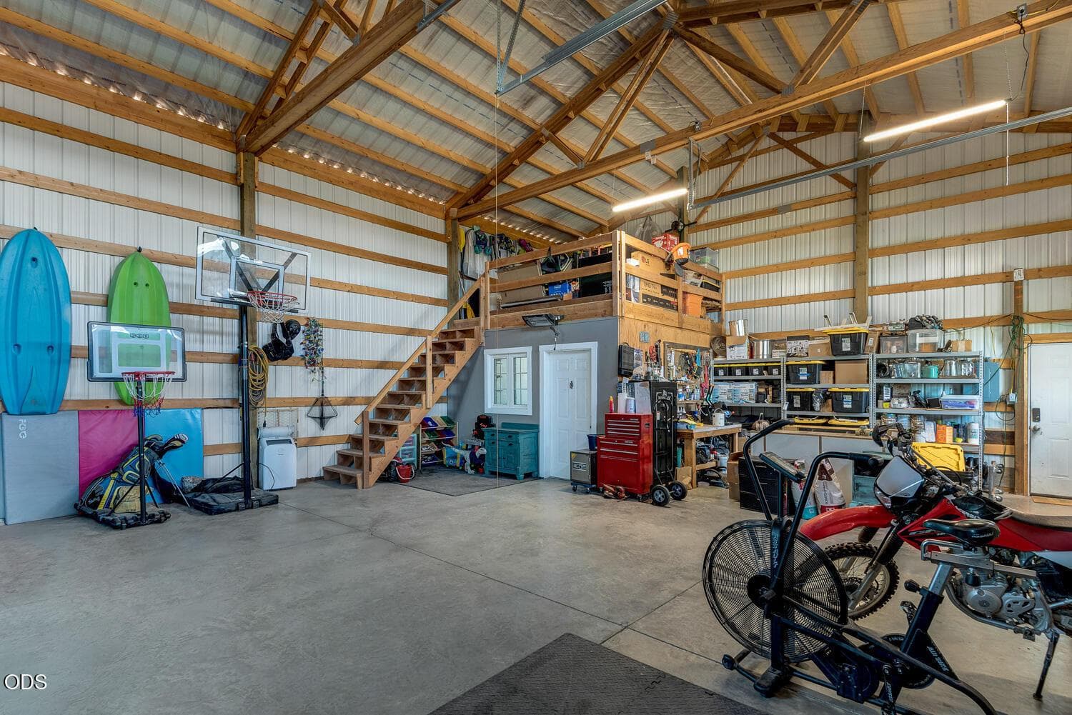 with a lofted storage