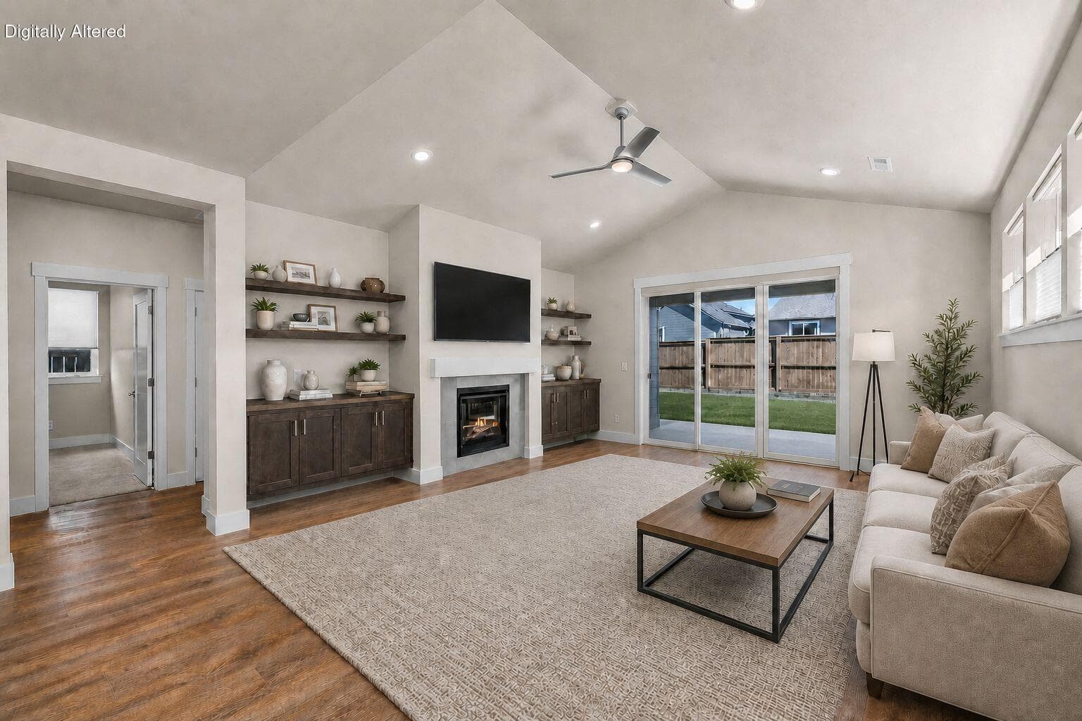 Great Room. Photo has been virtually staged.