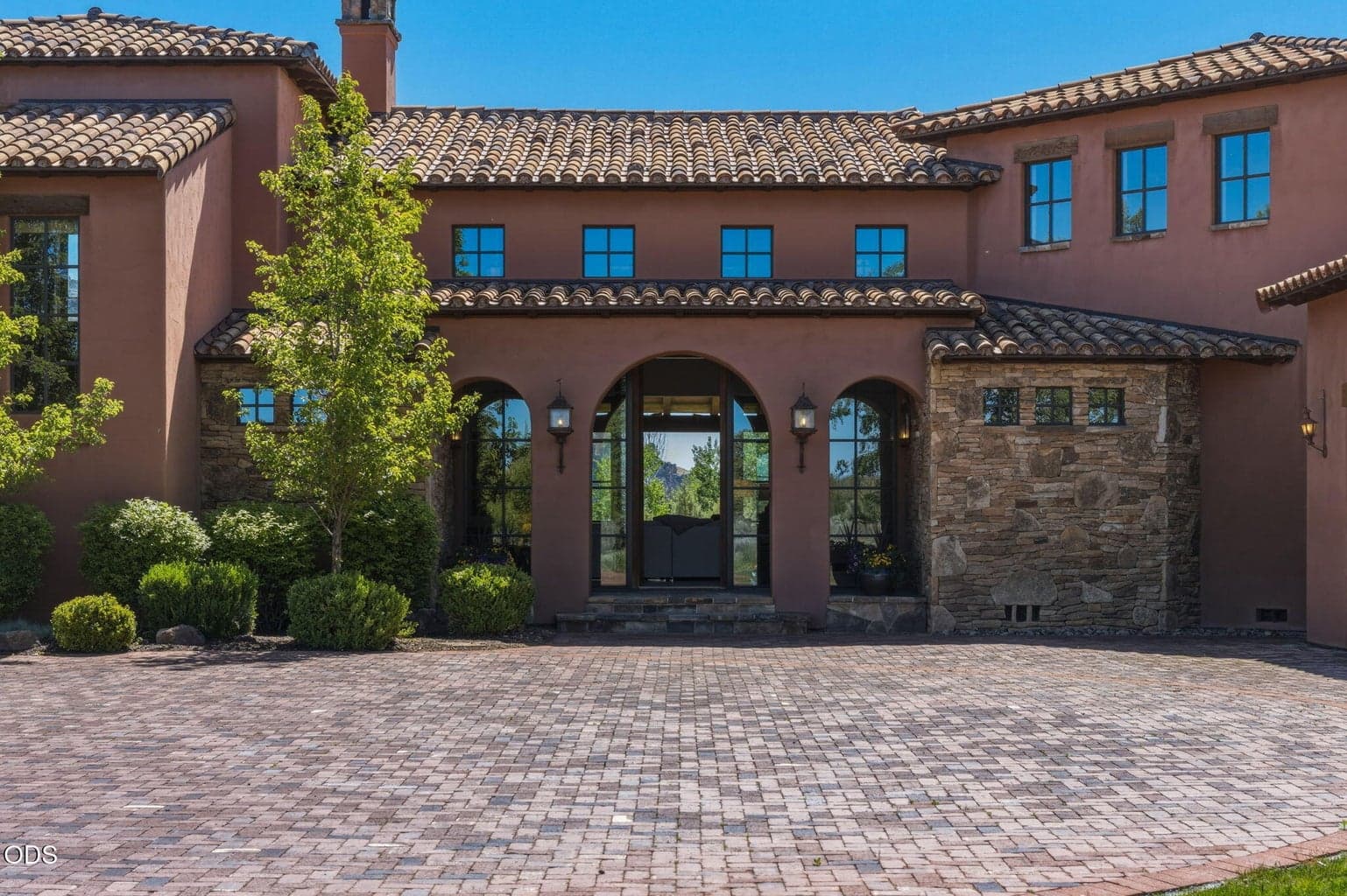 Front entry and paver driveway