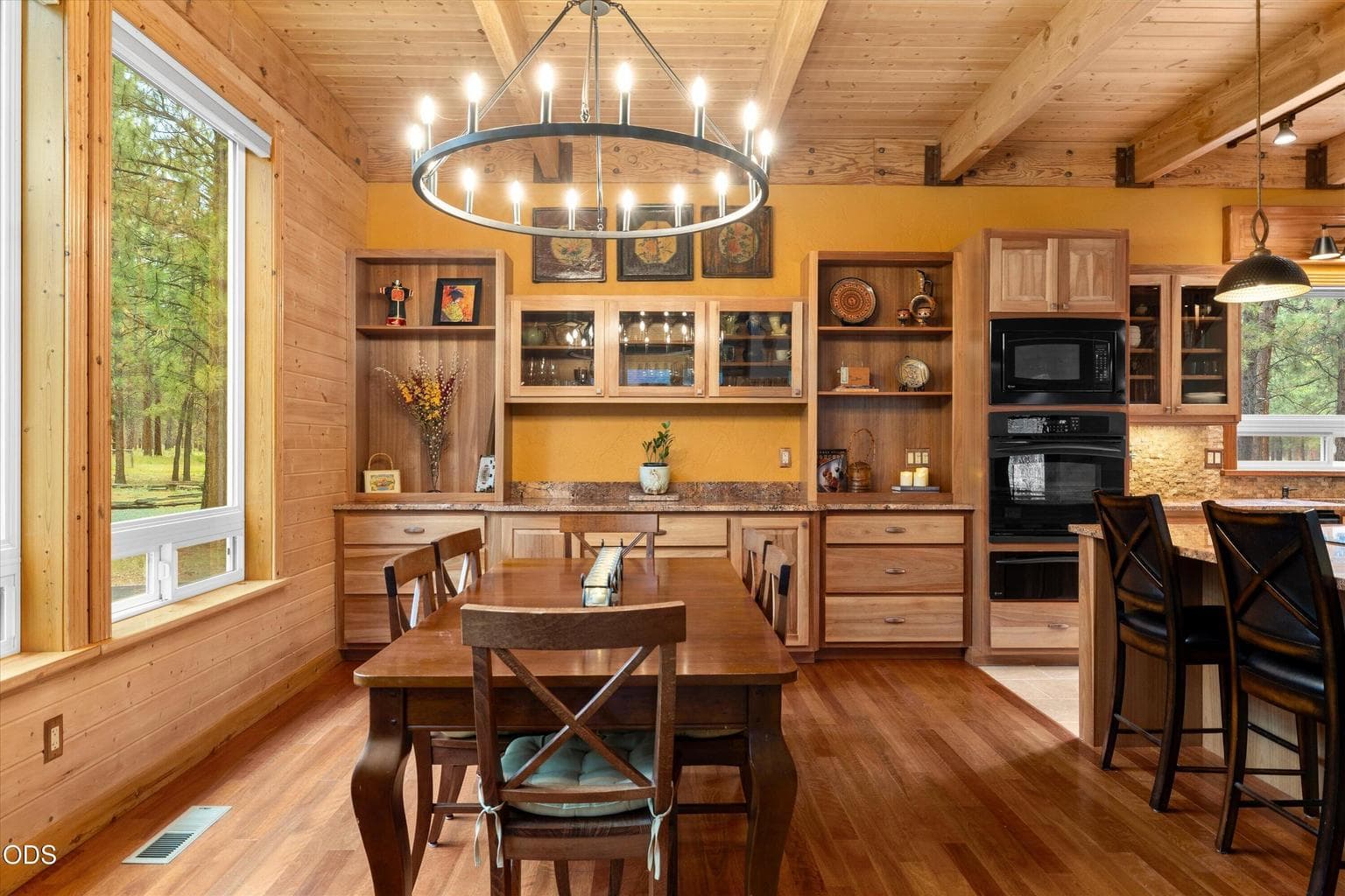 Built-in custom cabinetry offers function and beauty. Cabinets are Lypta wood.