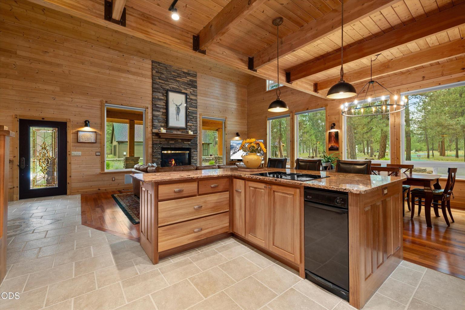 A large island anchors the kitchen and creates a great entertaining space.