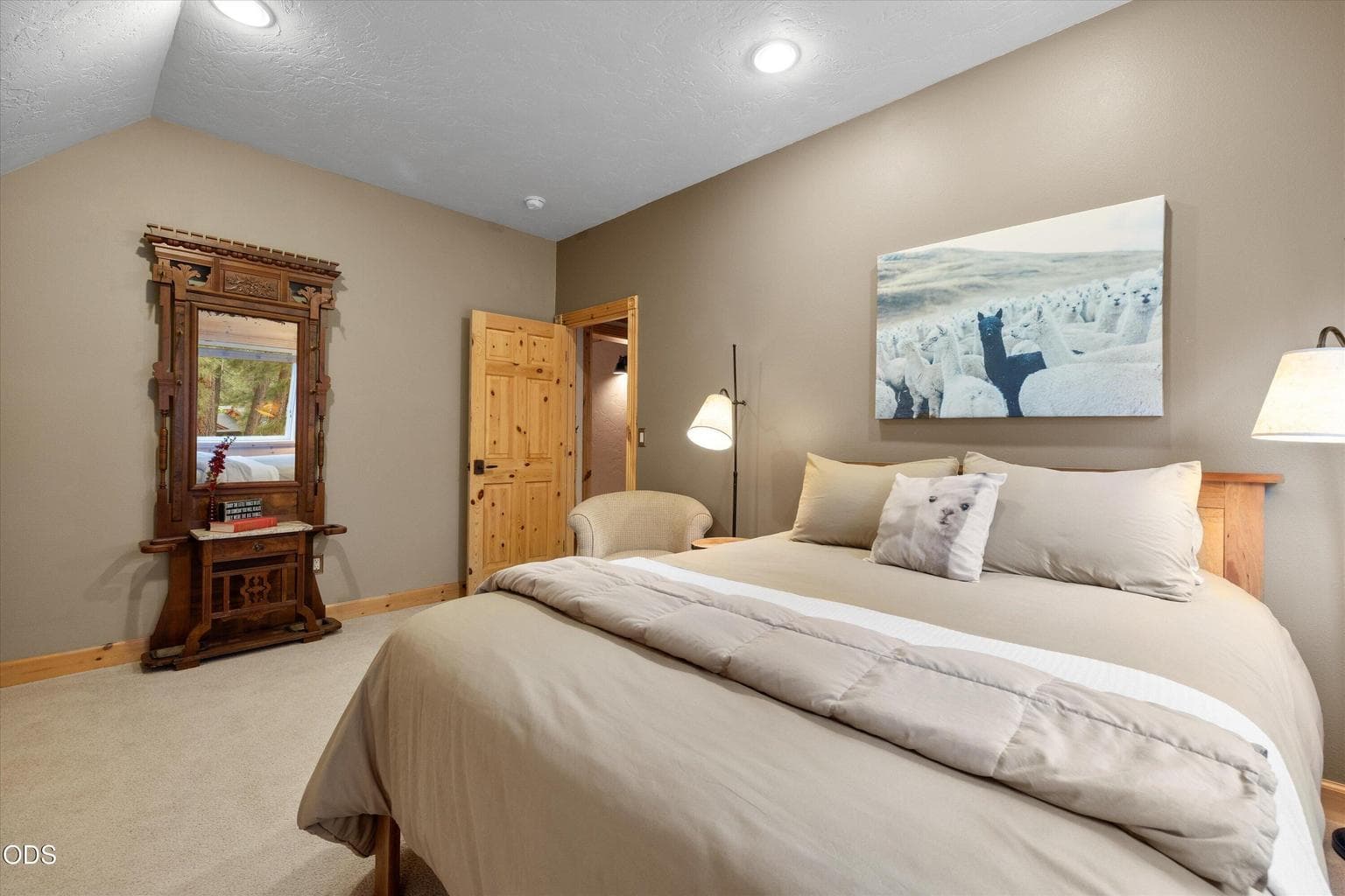Enjoy views to the rear yard and deck from this room.