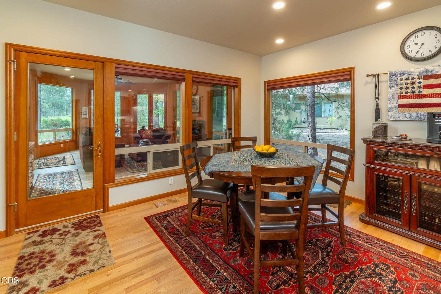 Eating nook off the kitchen for casual breakfast and lunch dining between the sunroom and kitchen