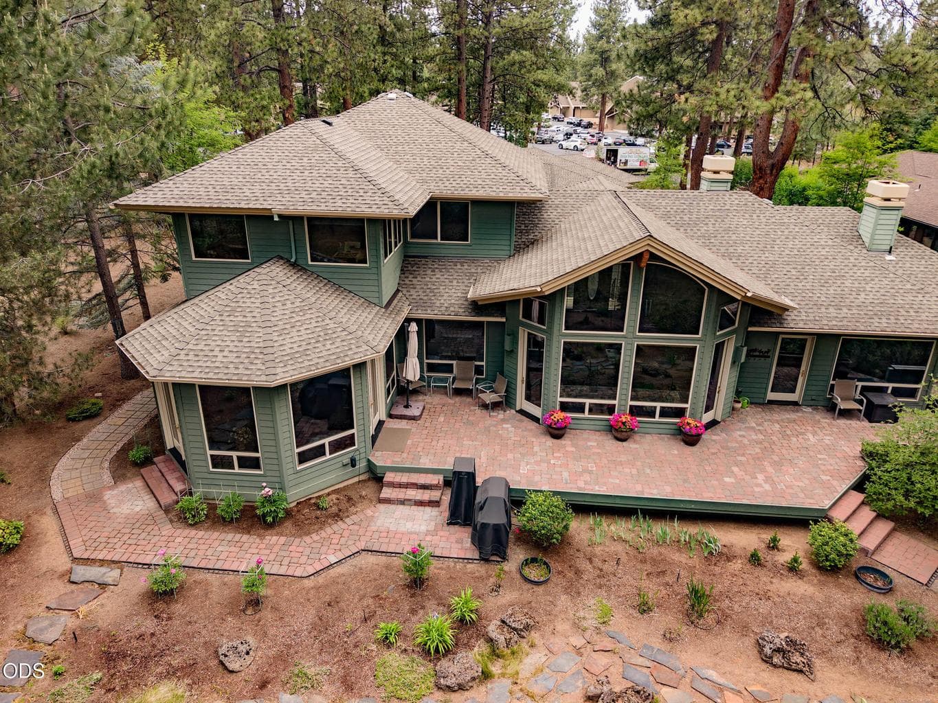 Aerial view of the east exposed deck facing toward the 12th fairway
