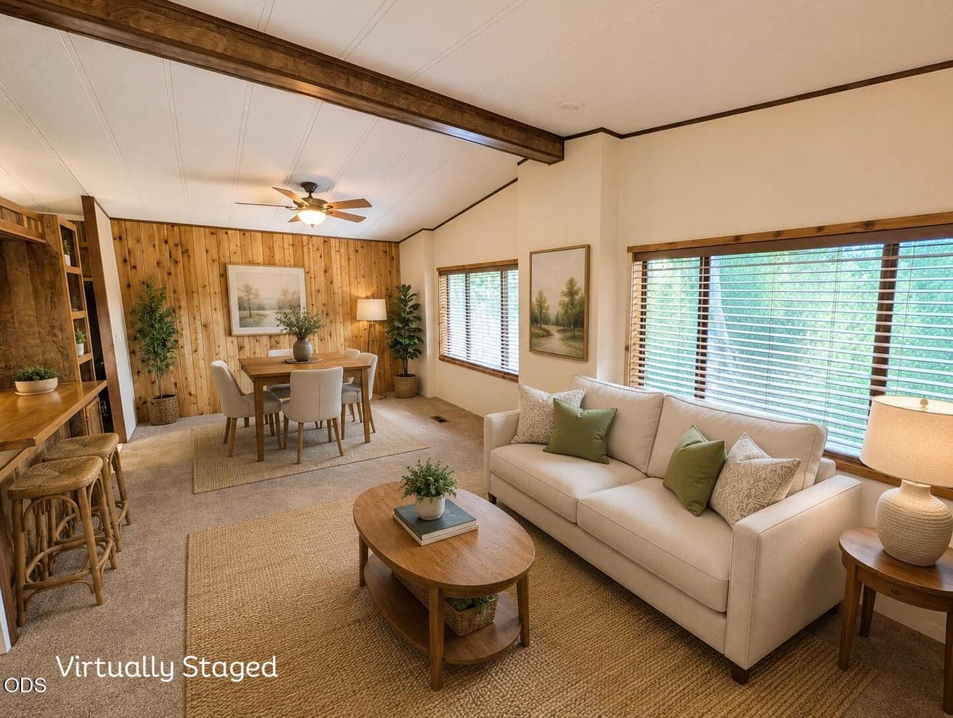 Staged living / dining area