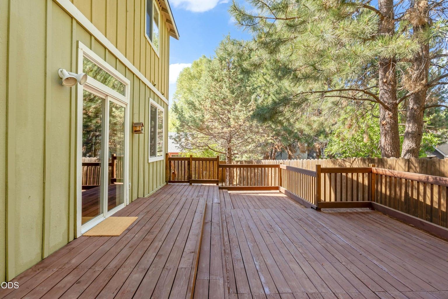 Deck has short safety fence all the way around it with gates on each side