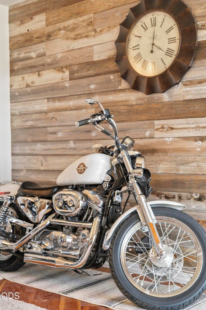 Gorgeous reclaimed wood...Harley's not included :)