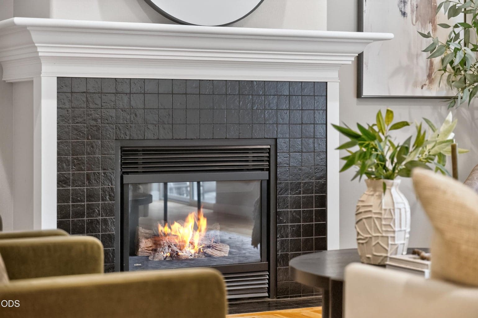 Gas fireplace with decorative surround