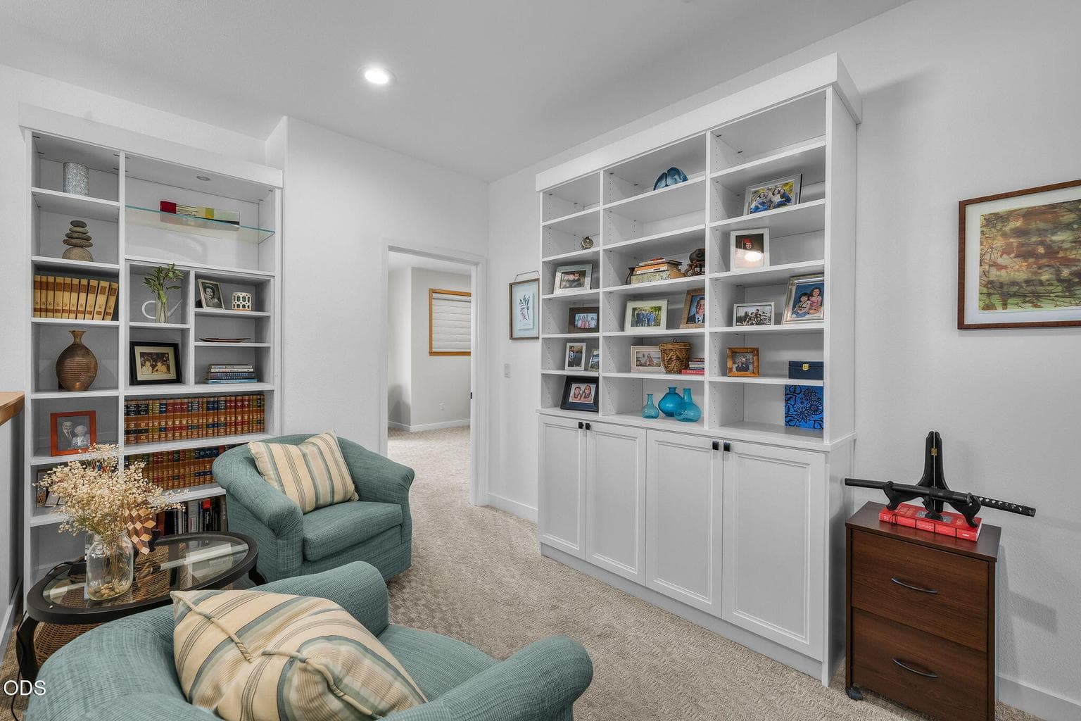 Upstairs landing with built ins