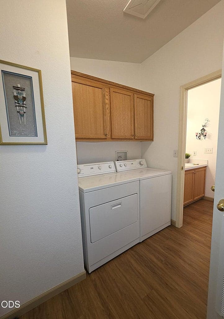 Laundry room has built-in cabinetry