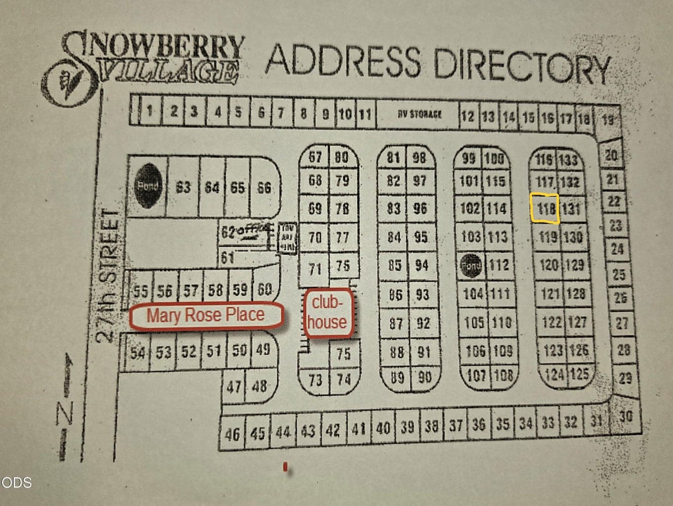 Snowberry Village Park Map