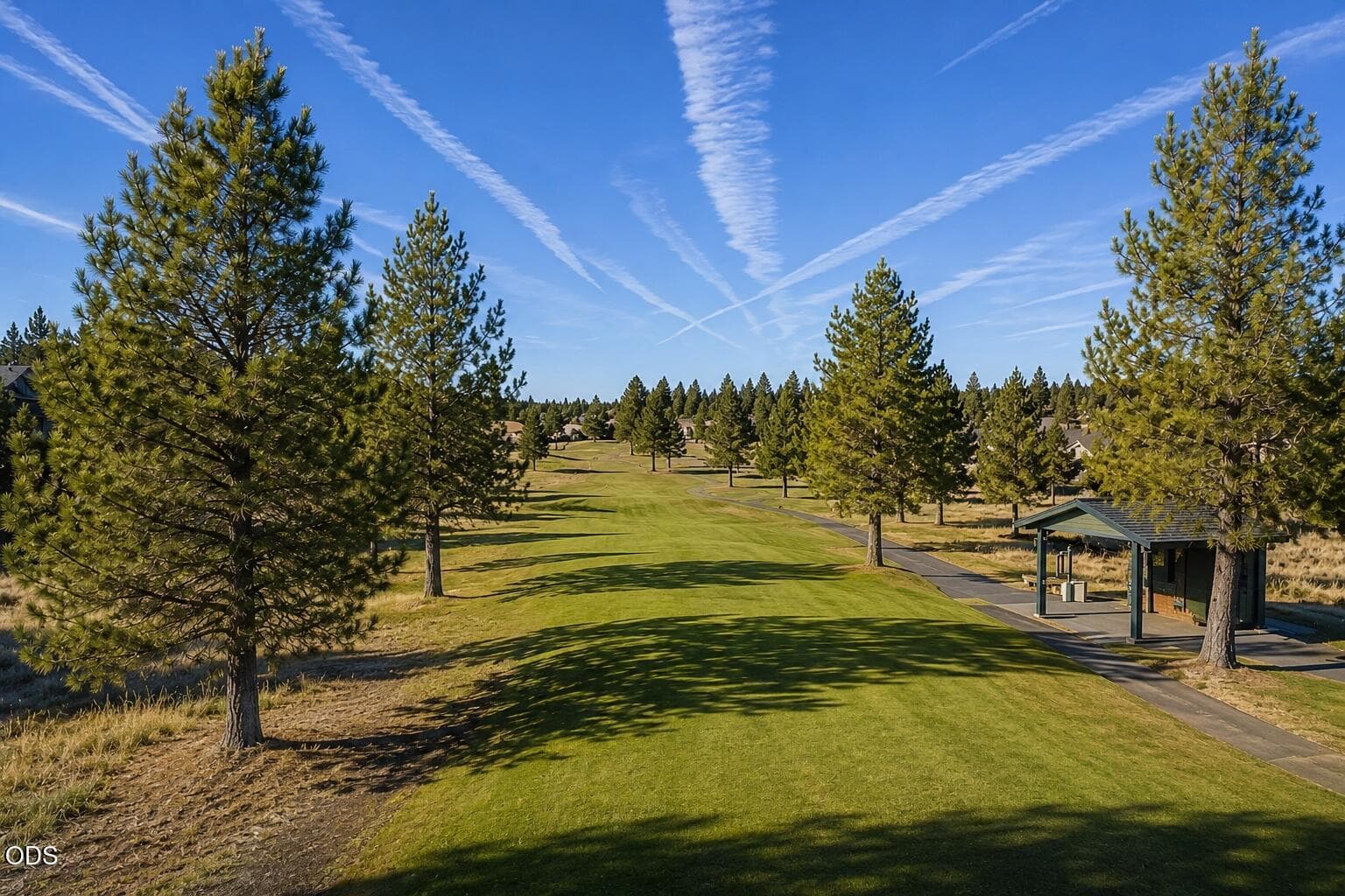 Views all the way down the 1st fairway at the Ridge Golf Course at Eagle Crest