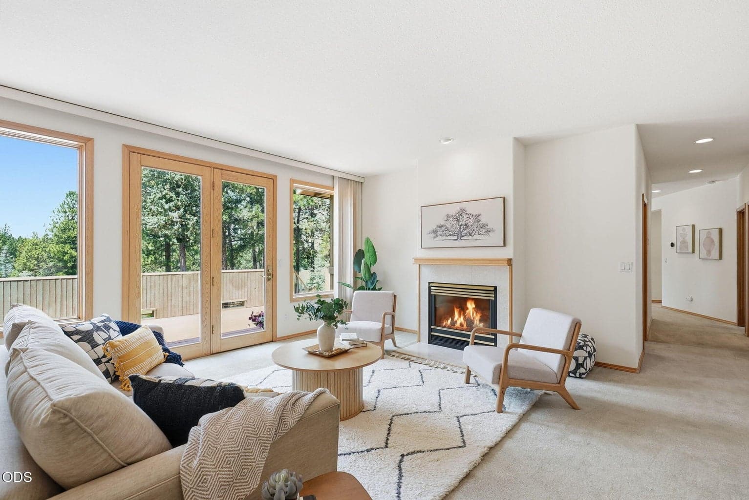 Living room with mountain views