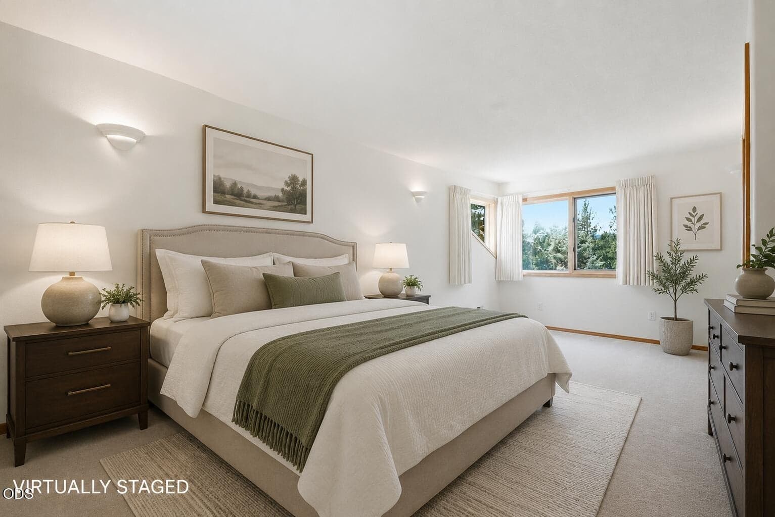 Virtually Staged Upstairs Guest Bedroom
