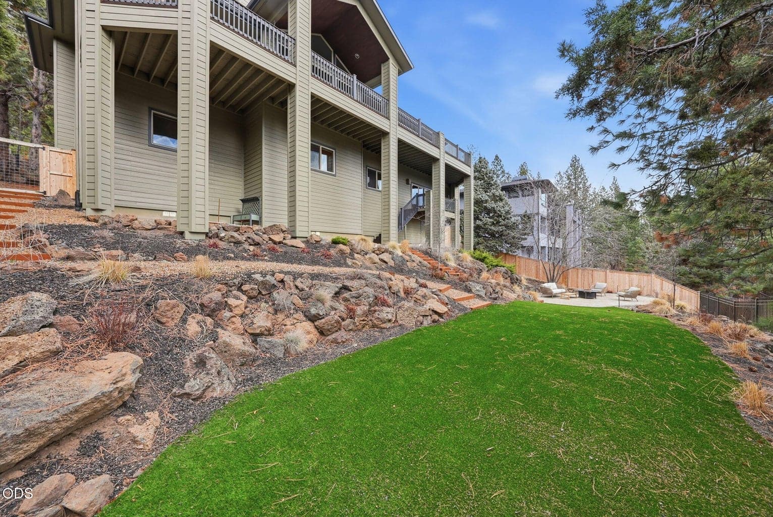 The level turf area is a standout feature in the West Hills, offering flat, usable space that is often hard to come by in this terrain.